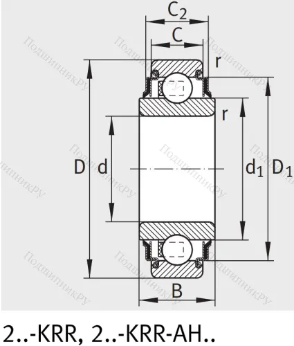 Закрепляемый подшипник 205 XL KRR от производителя  INA