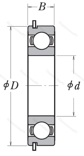 Однорядный шариковый подшипник 6006 ZZ NR от производителя  NSK