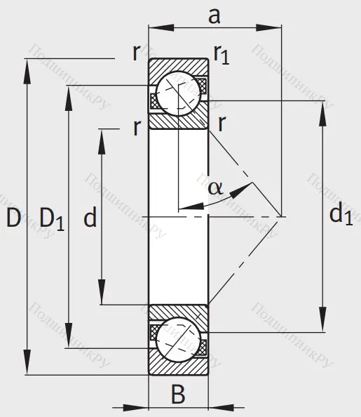 Однорядный шариковый подшипник 7214 B XL TVP