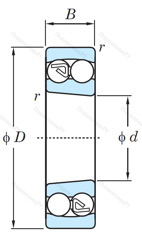 Двухрядный шариковый подшипник 1208 K