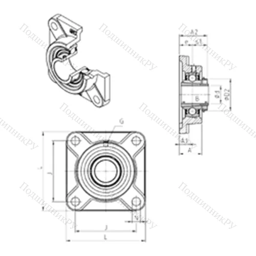 Подшипниковый узел шариковый радиальный UKF 206H