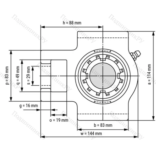 Подшипниковый узел UKT 208 - Вал: 35 мм от производителя  LPZ