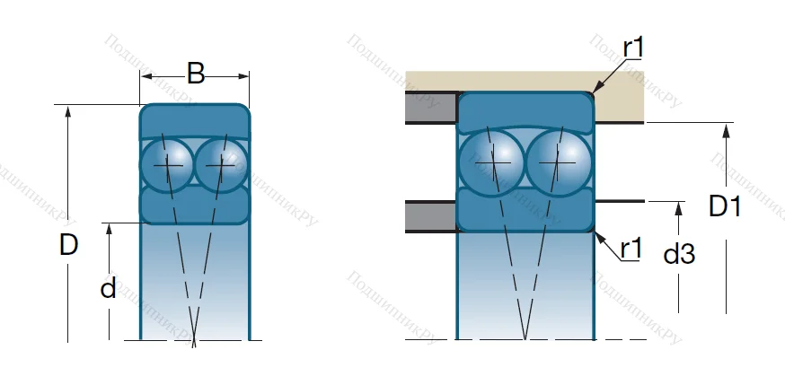 Двухрядный шариковый подшипник 1207