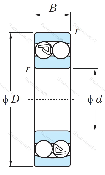 Двухрядный шариковый подшипник 1201