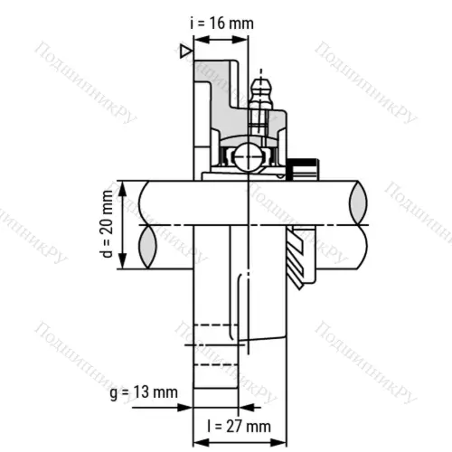 Подшипниковый узел UKF 205+H 2305 - Вал: 20 мм