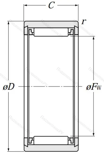 Игольчатый подшипник NK 8/12 T 2
