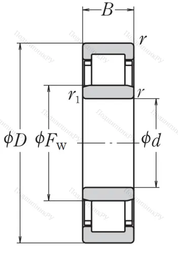 Роликовый цилиндрический подшипник NJ 312 ET C 3 от производителя  NSK