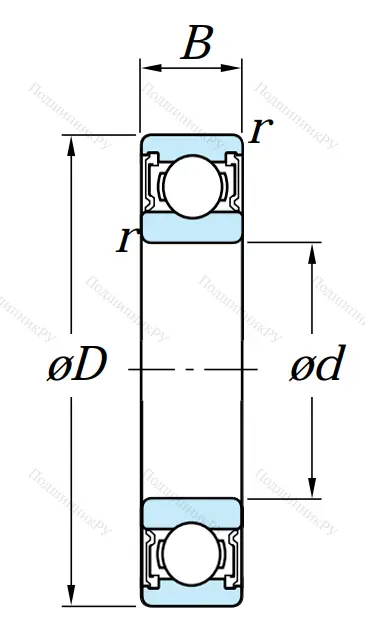 Однорядный шариковый подшипник 6212 2RS C 3