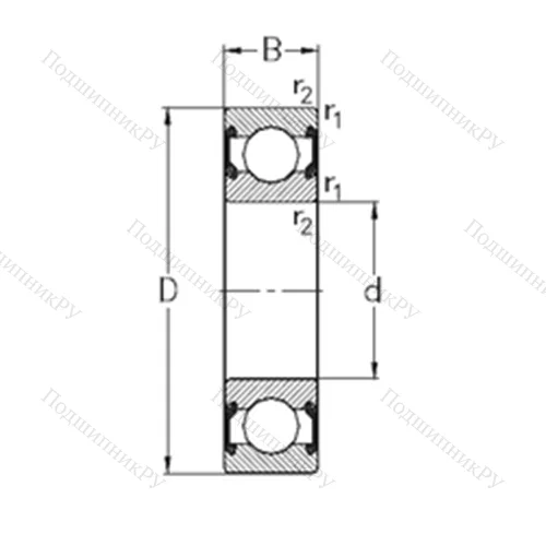 Подшипник шариковый радиальный 6211-2RS 2