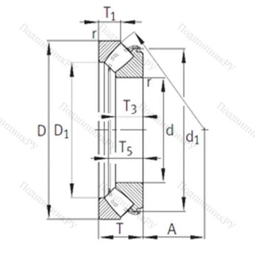 Подшипник роликовый упорно-радиальный 29417-E 1