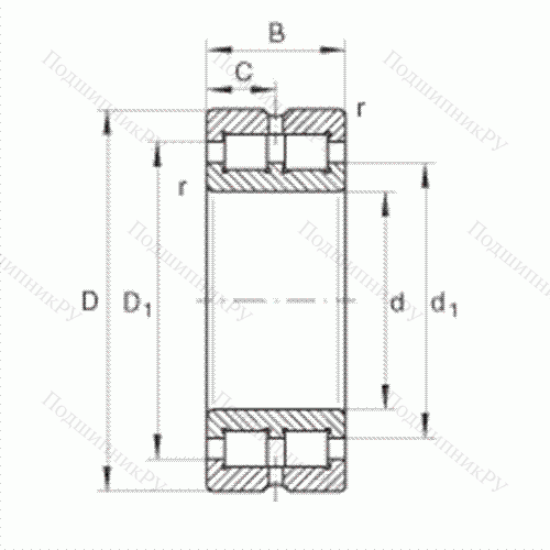 Подшипник роликовый радиальный SL 014922 от производителя  INA Подшипник роликовый радиальный SL 014922 от производителя  INA