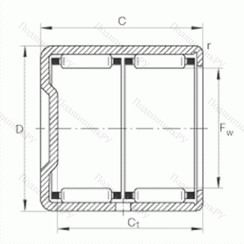 Подшипник роликовый игольчатый с одним наружным штампованным кольцом, закрытым с одной стороны