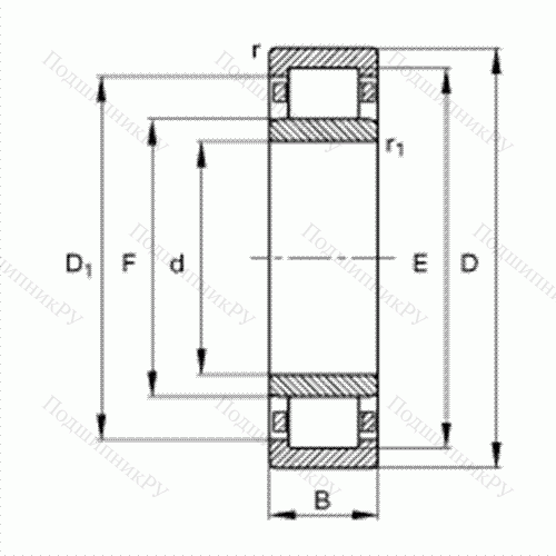 Подшипник роликовый радиальный NU 2240-E-M 1 от производителя  FAG Подшипник роликовый радиальный NU 2240-E-M 1 от производителя  FAG