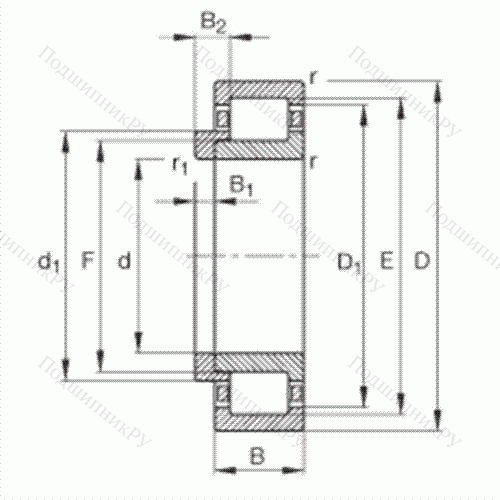 Подшипник роликовый радиальный NJ 2240-E-M 1 + HJ 2240-E от производителя  FAG Подшипник роликовый радиальный NJ 2240-E-M 1 + HJ 2240-E от производителя  FAG
